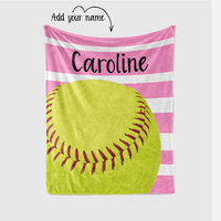 Personalized Striped Softball Blanket