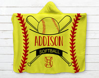 Personalized Hooded Sherpa Softball Blanket