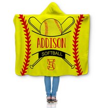 Personalized Hooded Sherpa Softball Blanket