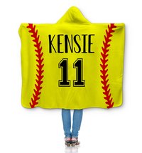 Personalized Softball Hooded Sherpa Blanket