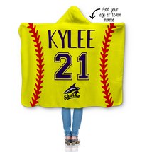 Personalized Softball Hooded Sherpa Blanket