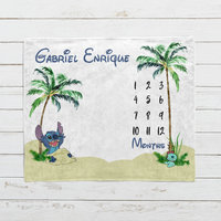 Personalized Lilo and Stitch Beach Milestone Blanket