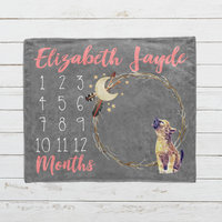 Personalized Baby Wolf Milestone Blanket