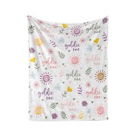 Personalized Boho Sun & Wildflower Baby Blanket