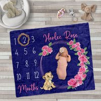 Personalized Baby nala rose milestone blanket