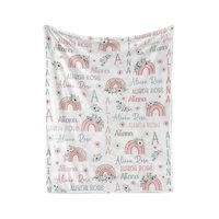 Personalized Boho Floral Rainbow Blanket