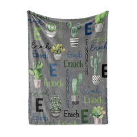 Personalized Cactus Succulent Baby Blanket