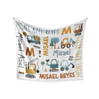 Personalized Construction Trucks Blanket