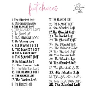 Font Choices - The Blanket Loft