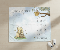 Personalized Winnie the Pooh Honey Pot Milestone Blanket