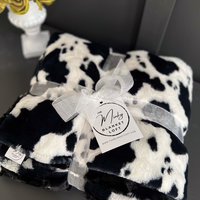 Luxe Cuddle Cow with Shaggy Black 50"x60" Adult Minky Blanket