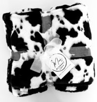 Black and White Cow Black Luna Luxe Minky Blanket