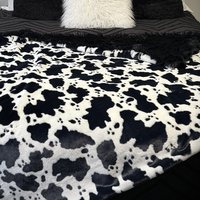 Luxe Cuddle Cow with Shaggy Black 50"x60" Adult Minky Blanket
