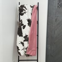 Luxe Cuddle Calf Cow Brownie with Seal Rose Quartz 50"x60" Adult Minky Blanket
