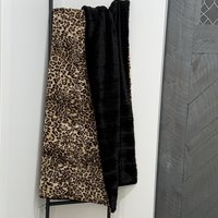 Luxe Cuddle Sand Leopard with Vienna Black 50"x60" Adult Minky Blanket