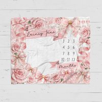 Personalized Pink Coquette Baby Milestone Blanket