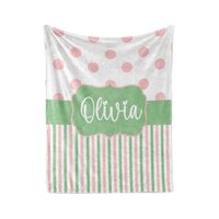 Monogrammed Polka Dots and Stripes Blanket 