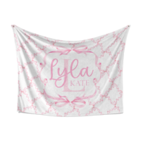 Personalized Pink Bow Baby Blanket 