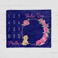 Personalized Baby Nala Rose Milestone Blanket