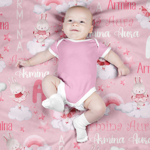 personalized baby blanket with ballerina bunnies