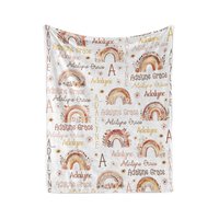 Personalized Boho Floral Rainbow Blanket