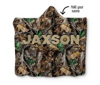 Personalized Hooded Sherpa Camo Hunter Blanket