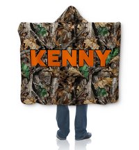 Personalized Hooded Sherpa Camo Hunter Blanket