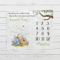 Personalized Vintage Winnie the Pooh and Eeyore Milestone Blanket