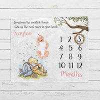 Personalized Vintage Winnie the Pooh and Eeyore Milestone Blanket
