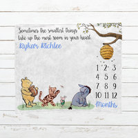 Classic Winnie the Pooh Milestone Blanket with Name