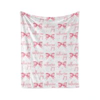 Personalized Pink Coquette Bows Baby Blanket 