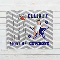 Personalized Football Team Baby Monthly Milestone Blanket