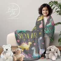 Personalized Pastel Dinosaur Girls' Blanket