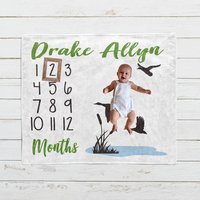 Personalized Duck Hunter Monthly Milestone Blanket