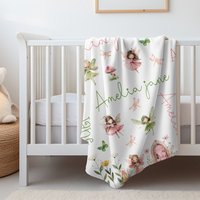 Personalized Fairy Garden Baby Blanket 