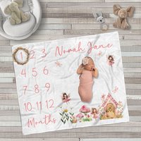 Personalized Baby Milestone Blanket - Pink Fairy Garden