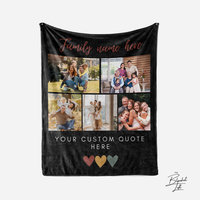 Custom Family Photo Collage Blanket with Personalized Quote