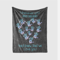 Personalized Handprint Heart Blanket Throw