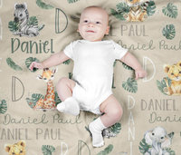 Jungle Safari Animals Personalized Baby Blanket