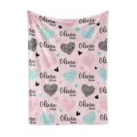 Personalized Cheetah Hearts Baby Blanket 