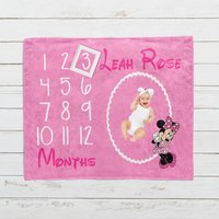 Personalized Minnie Mouse Milestone Blanket