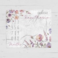 Personalized Our Little Wildflower Baby Milestone Blanket