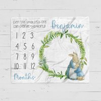 Personalized peter rabbit milestone blanket