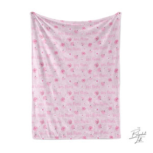 Pink Floral Baby Name Blanket