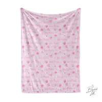 Pink Floral Baby Name Blanket