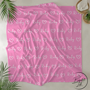 Personalized Name Blanket with Hearts 