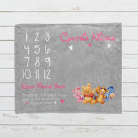 Personalized Baby Winnie the Pooh Milestone Blanket