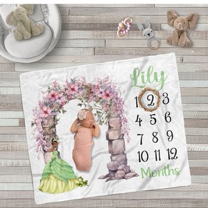 Personalized Princess and the Frog Milestone Blanket