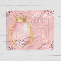 Personalized Baby Milestone Blanket - Pink Princess Theme