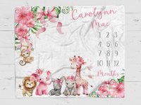 Personalized Coquette Safari Baby Milestone Blanket